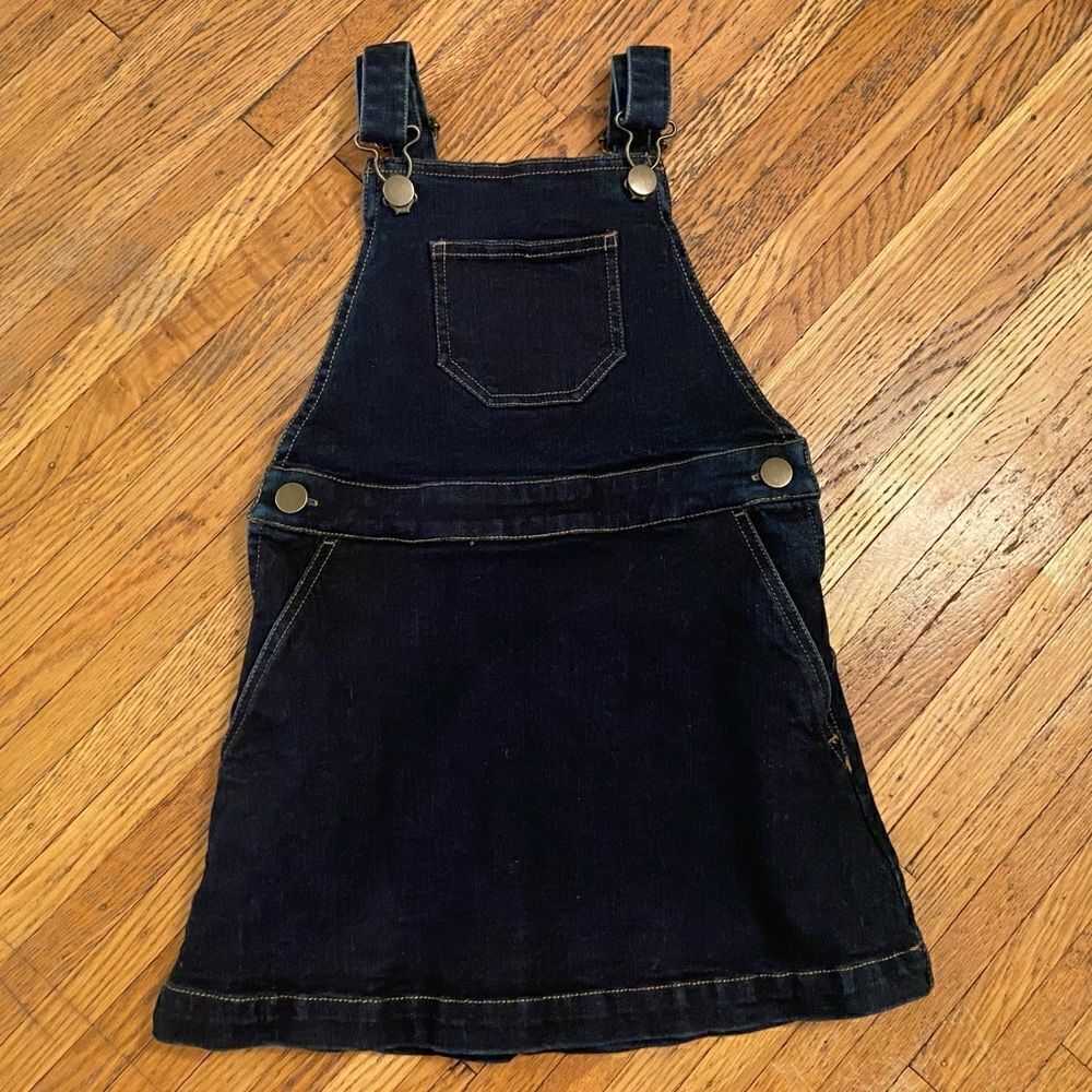 Hanna Andersson dark wash overall dress